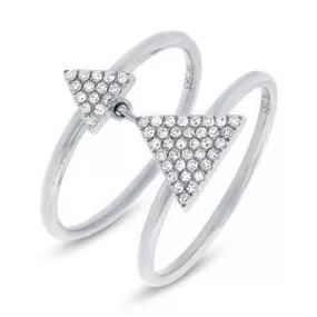 0.17ct 14k White Gold Diamond Pave Triangle Ring