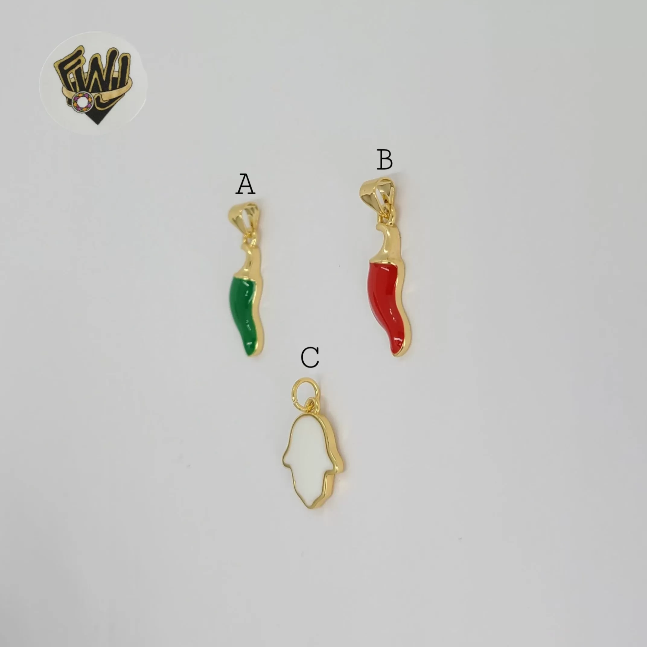 (1-2164-1) Gold Laminate - Small Enamel Pendants - BGO