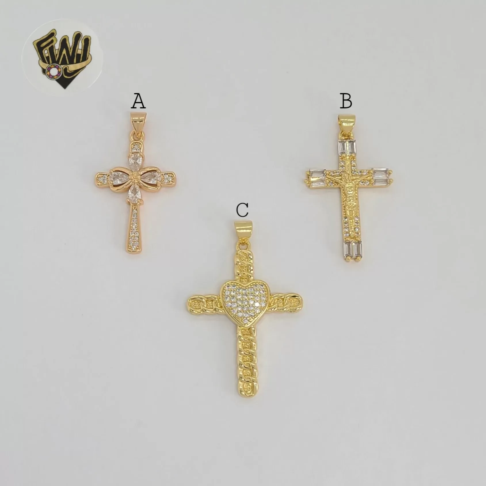 (1-2291-1) Gold Laminate - Cross Pendants - BGO