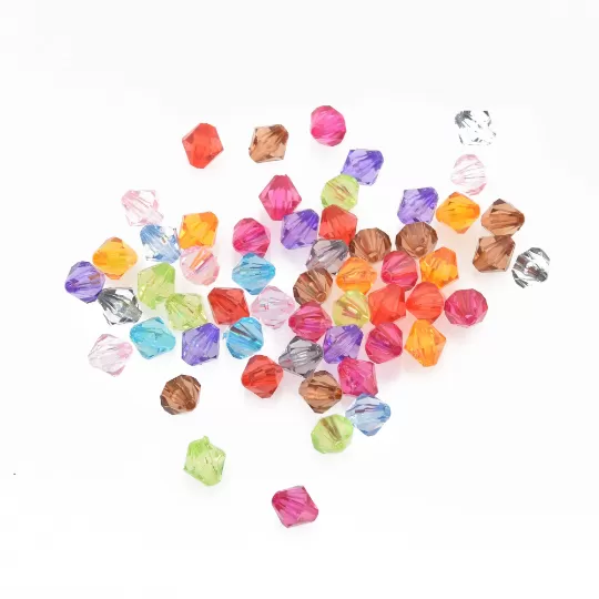 100 Acrylic BICONE Bright Mixed Colors Beads, 6mm  bac0254