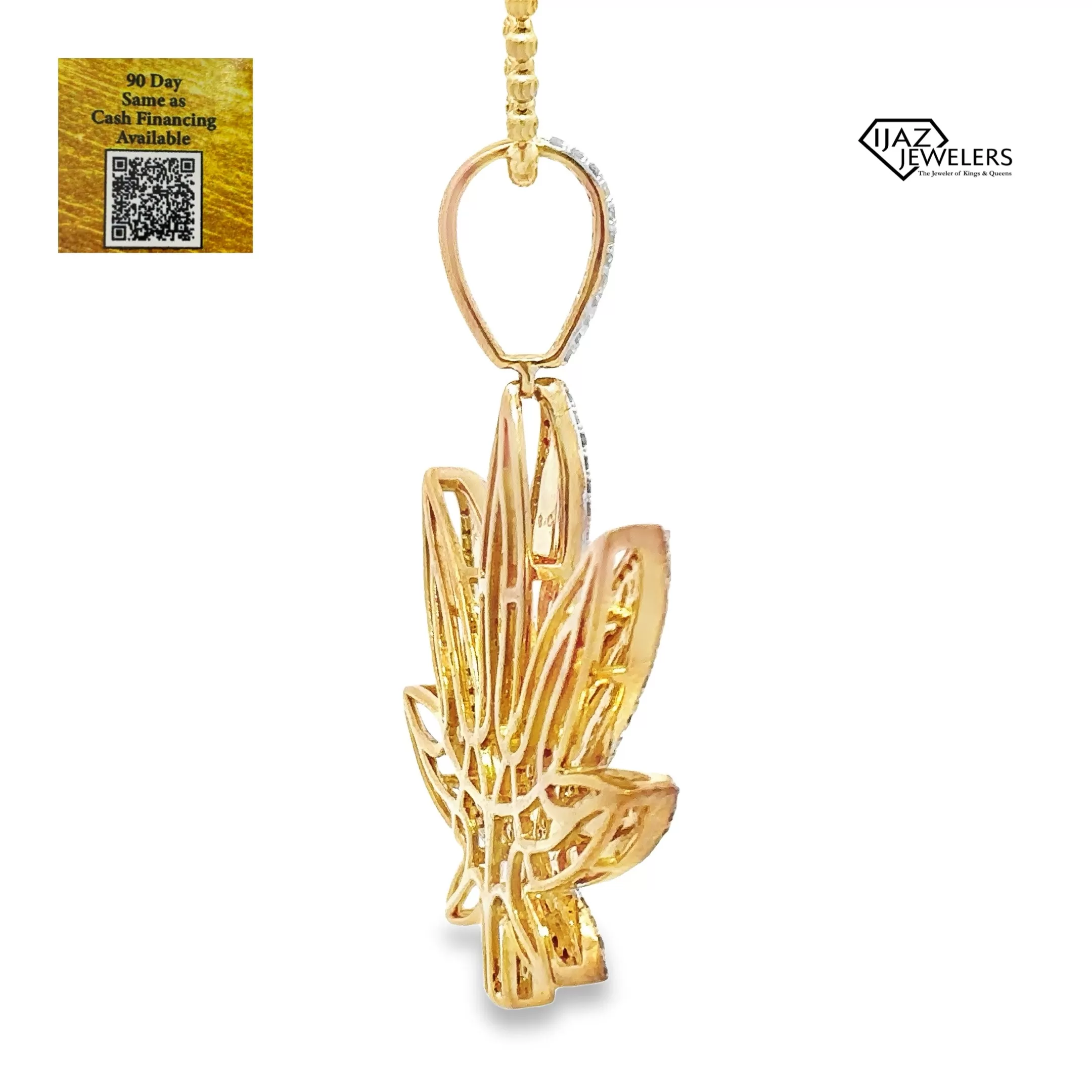 10K Gold 1.54 CTW Diamond MJ Leaf Charm With Colored Enamel