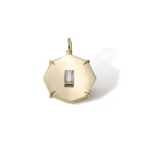 10K Gold Mini Art Octagon Pendant with Baguette Diamond