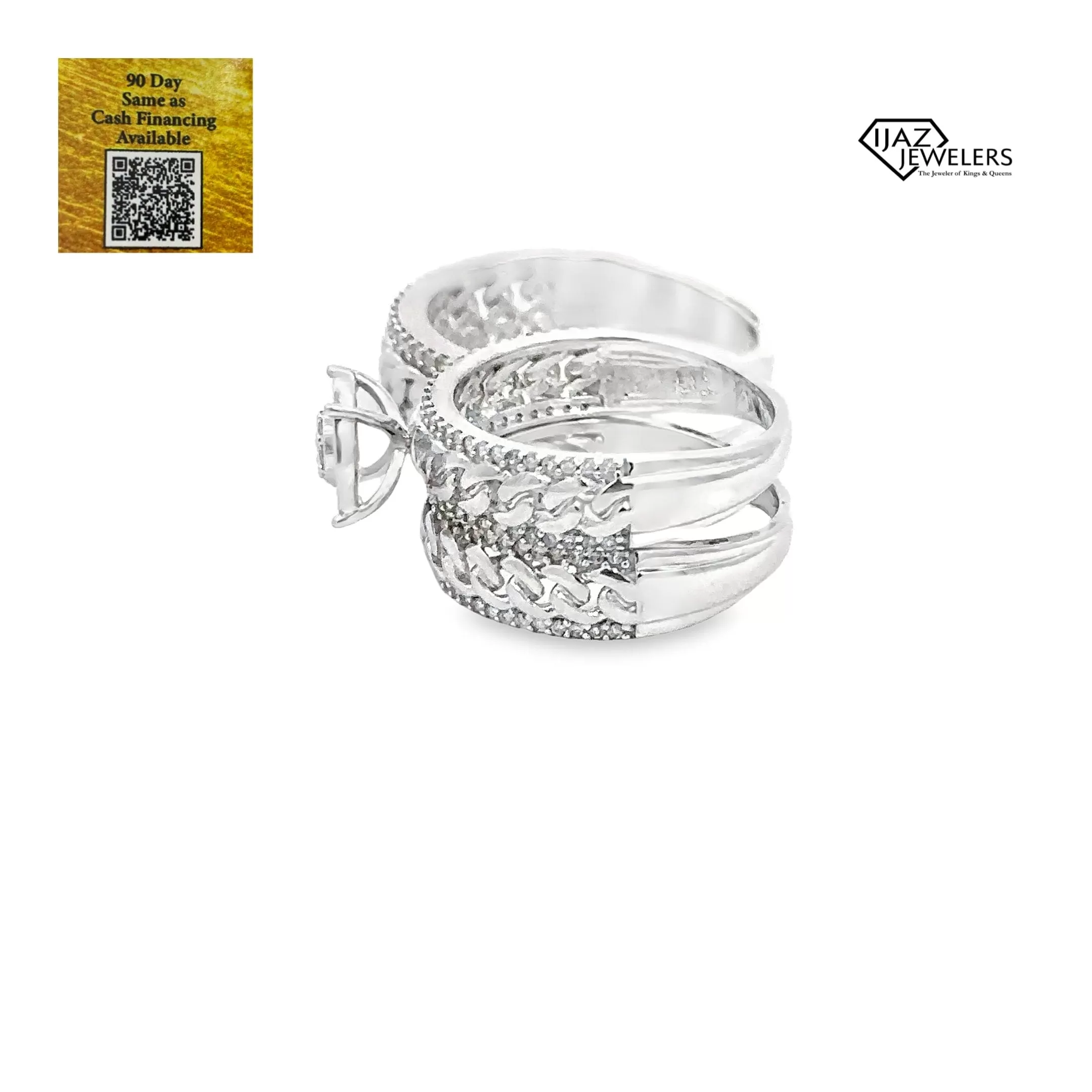 10K White Gold 1.25 CTW Diamond Wedding Trio Set