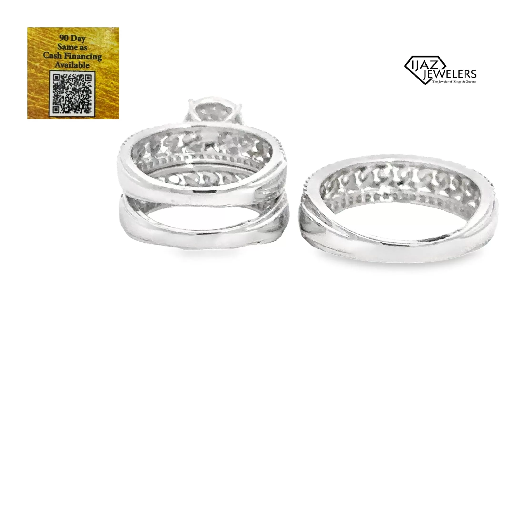 10K White Gold 1.25 CTW Diamond Wedding Trio Set