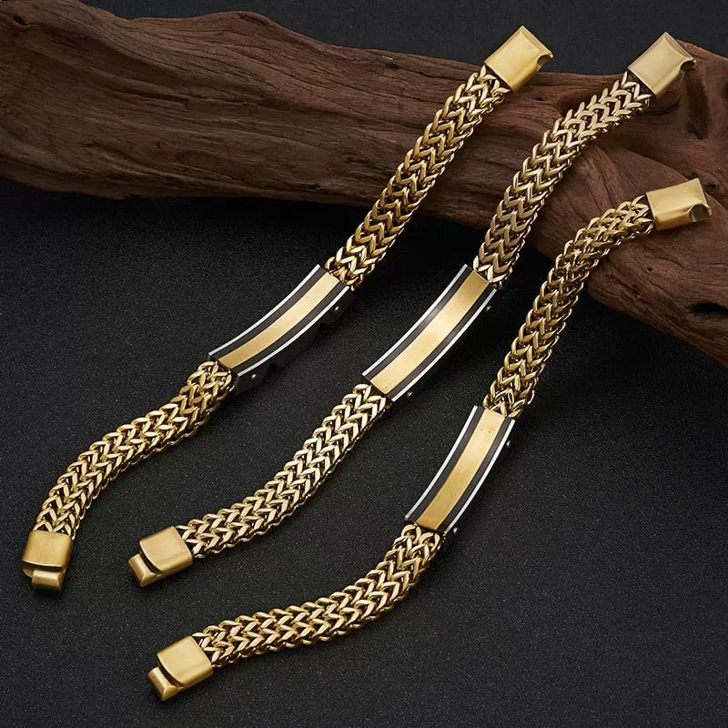 14K Gold-Plated Stainless-Steel Cuban Link Bar Bracelet