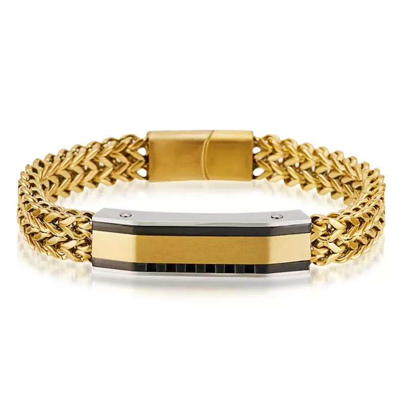 14K Gold-Plated Stainless-Steel Cuban Link Bar Bracelet