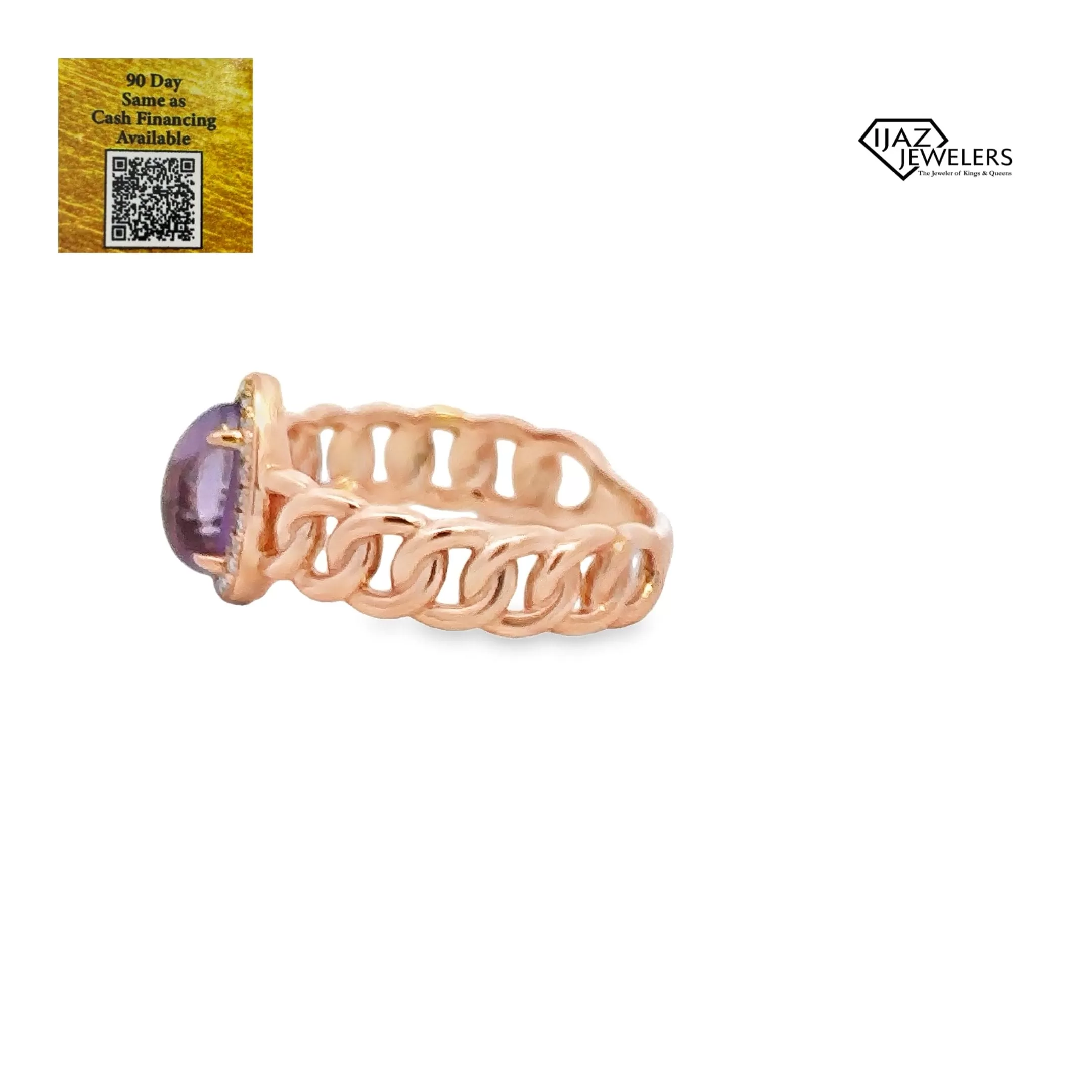 14K Rose Gold Diamond Amethyst Ring