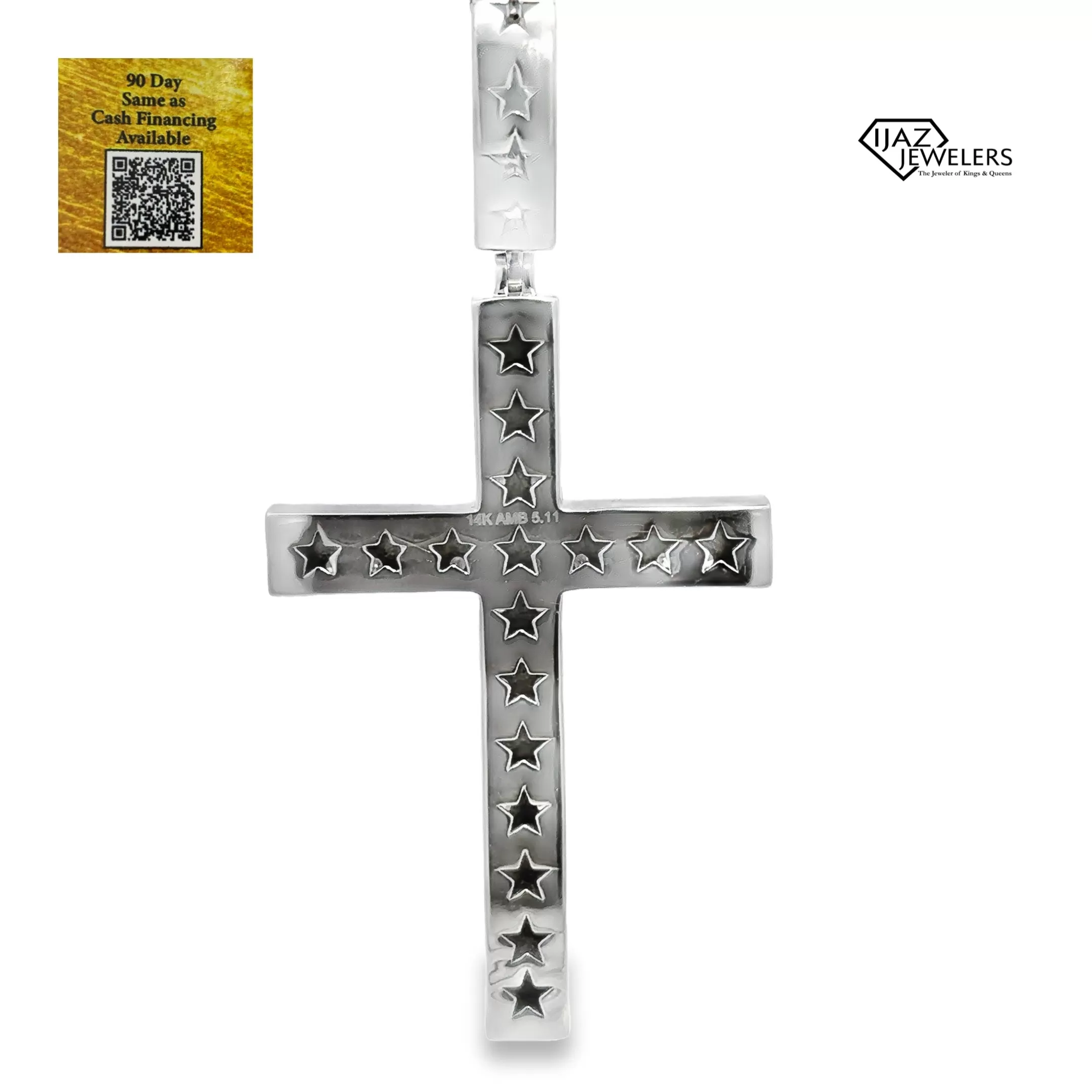 14K White Gold 5.11 CTW Diamond Cross Charm