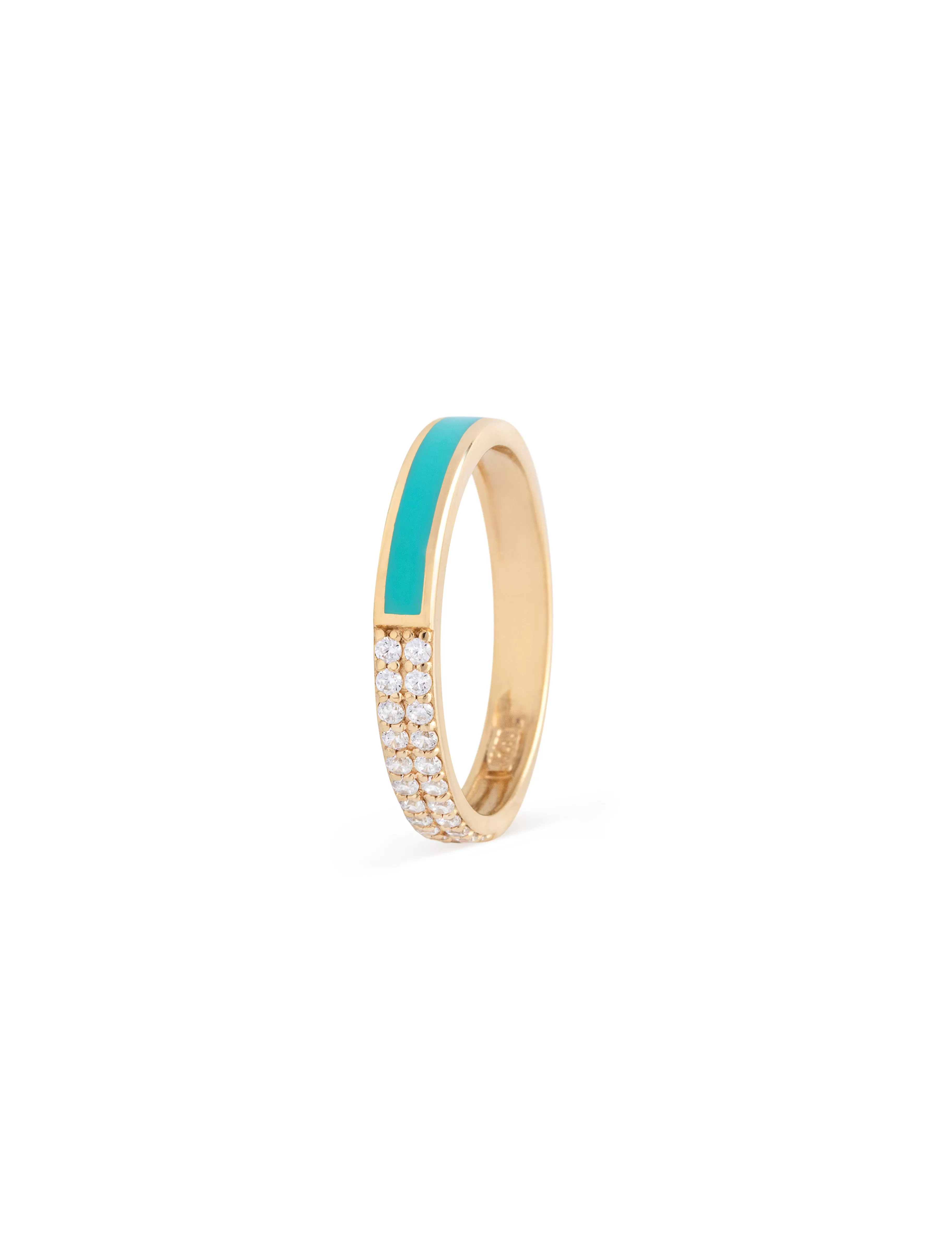 18K Gold Dual Charm Enamel & Pavé Ring | Contemporary Jewelry with Free Shipping