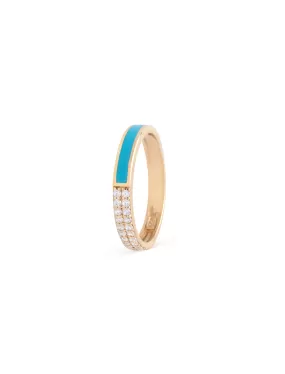 18K Gold Dual Charm Enamel & Pavé Ring | Contemporary Jewelry with Free Shipping