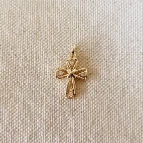 18k Gold Filled Cross Pendant With 4 Cubic Zirconia Stones