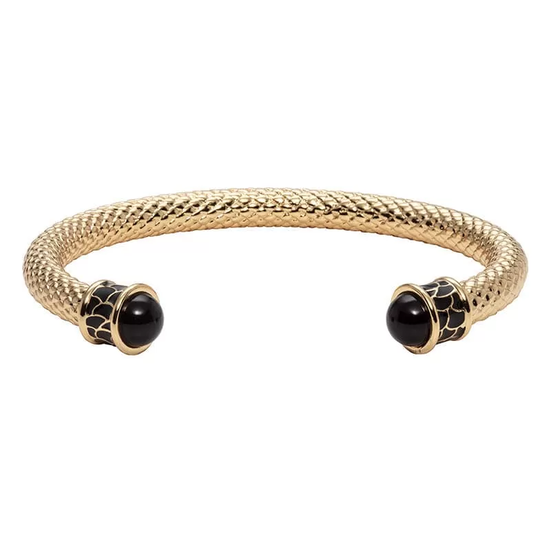 18K YELLOW GOLD PLATED SALAMANDER TORQUE BANGLE