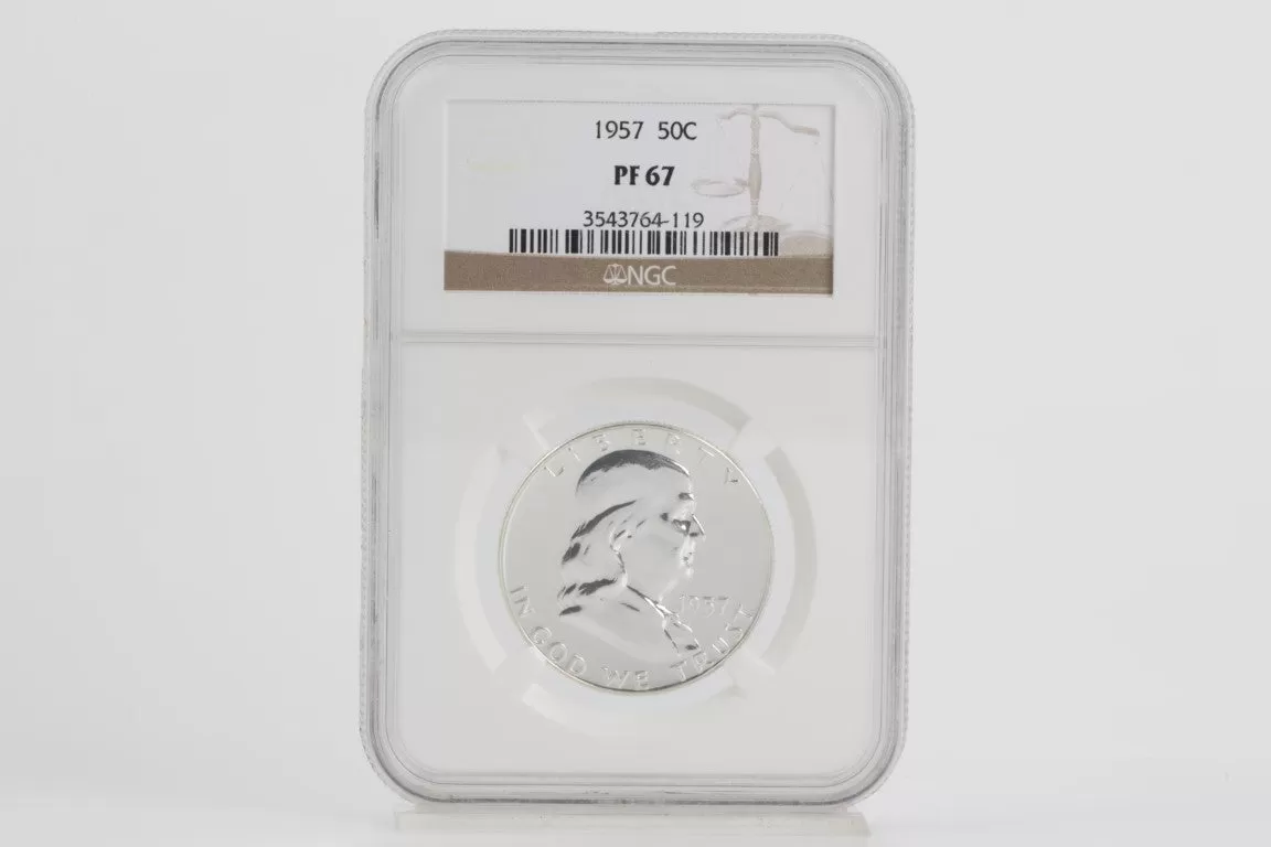 1957-P NGC PF67 Franklin Silver Half Dollar Coin