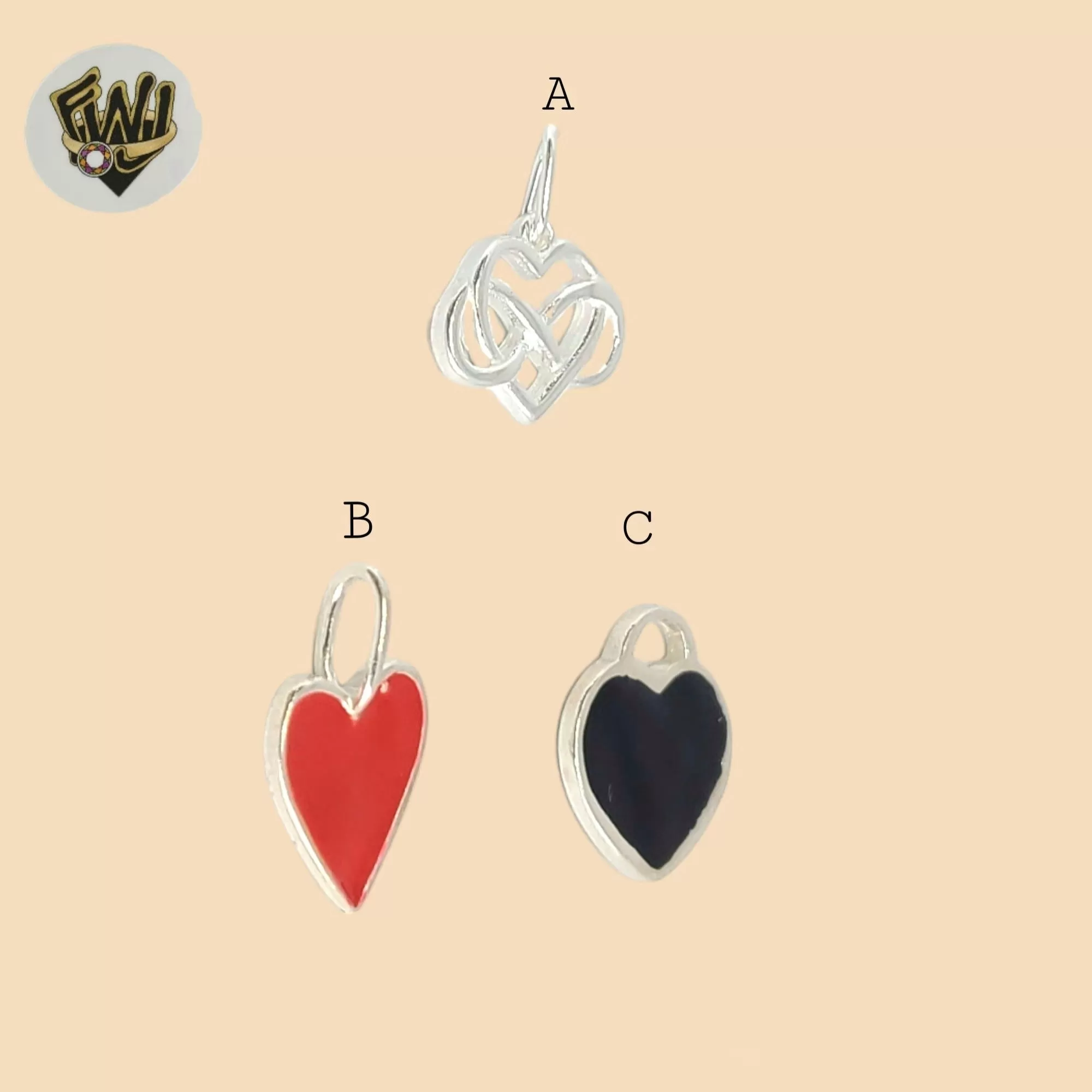 (2-1306) 925 Sterling Silver - Heart Pendants.