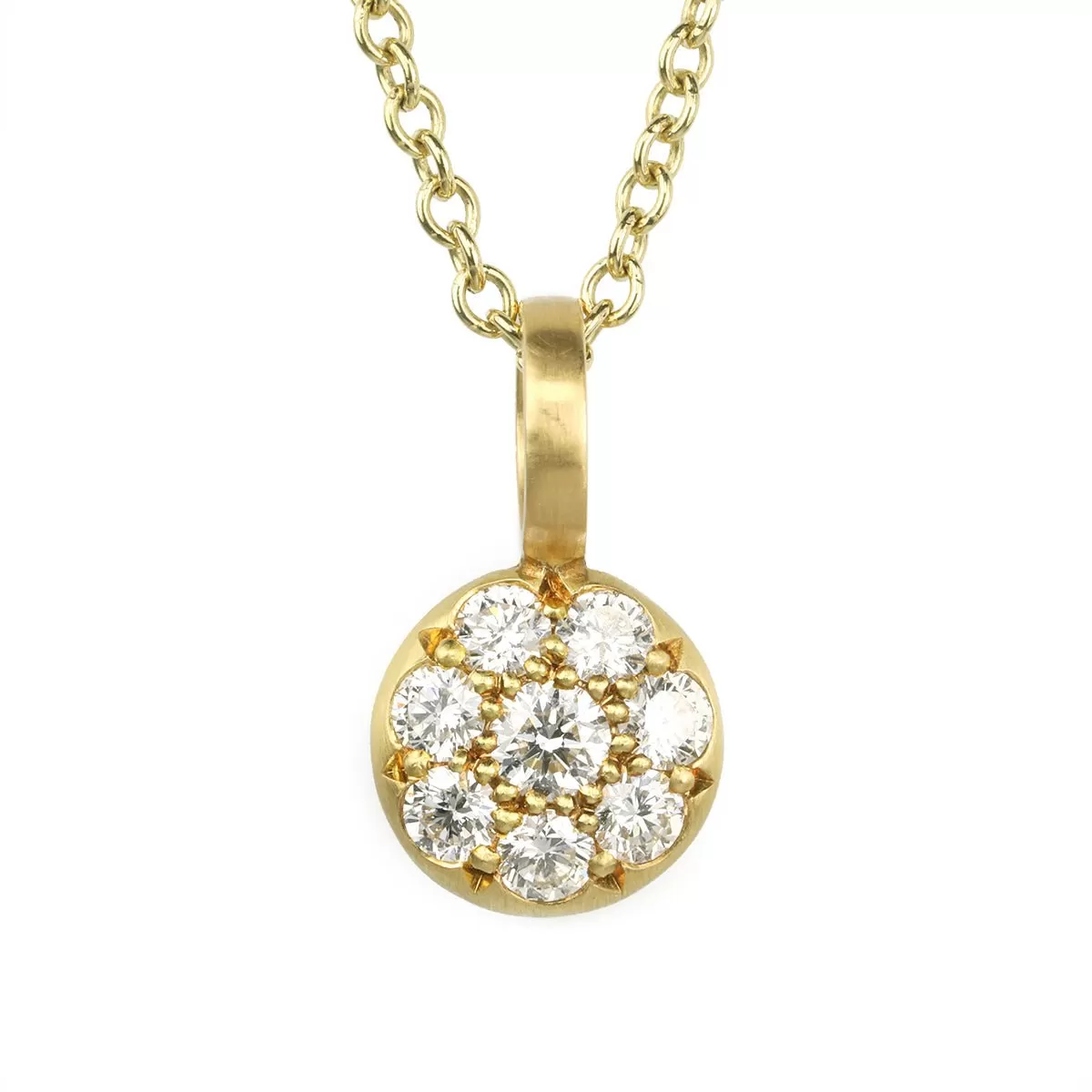 20K Gold Pave Diamond Mini Lentil Pendant