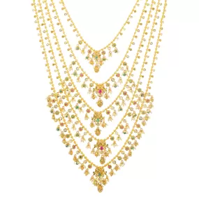 22K Yellow Gold & Multi-Stone Layered Necklace (117.7gm)