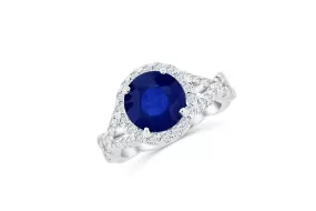 3.21 CT Sapphire Diamond Ring 0.83 CT TW 14K White Gold SPR002