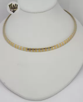 (4-7020-1) Stainless Steel - Two Tone Omega Necklace - 17.5.