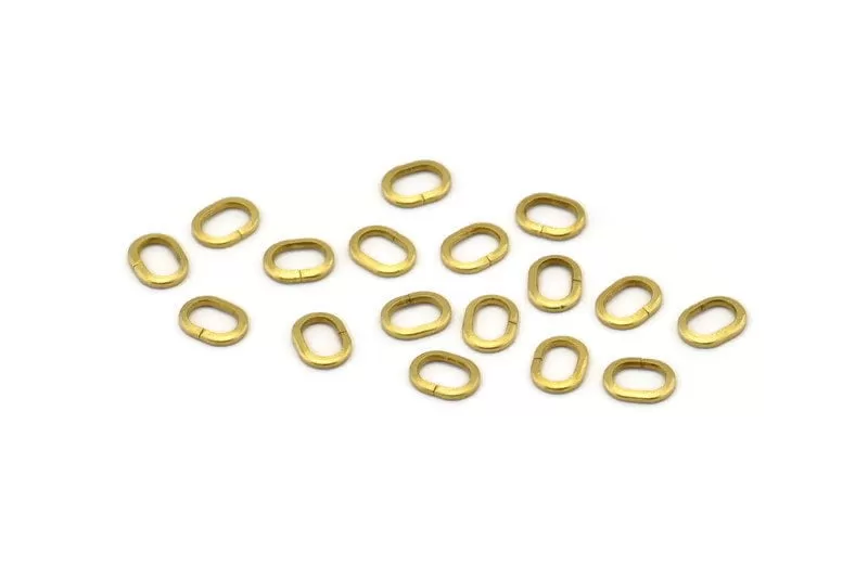 4.5mm Oval Jump Ring - 100 Raw Brass Oval Strong Jump Rings (4.5x6mm)  Brs 435 A0360