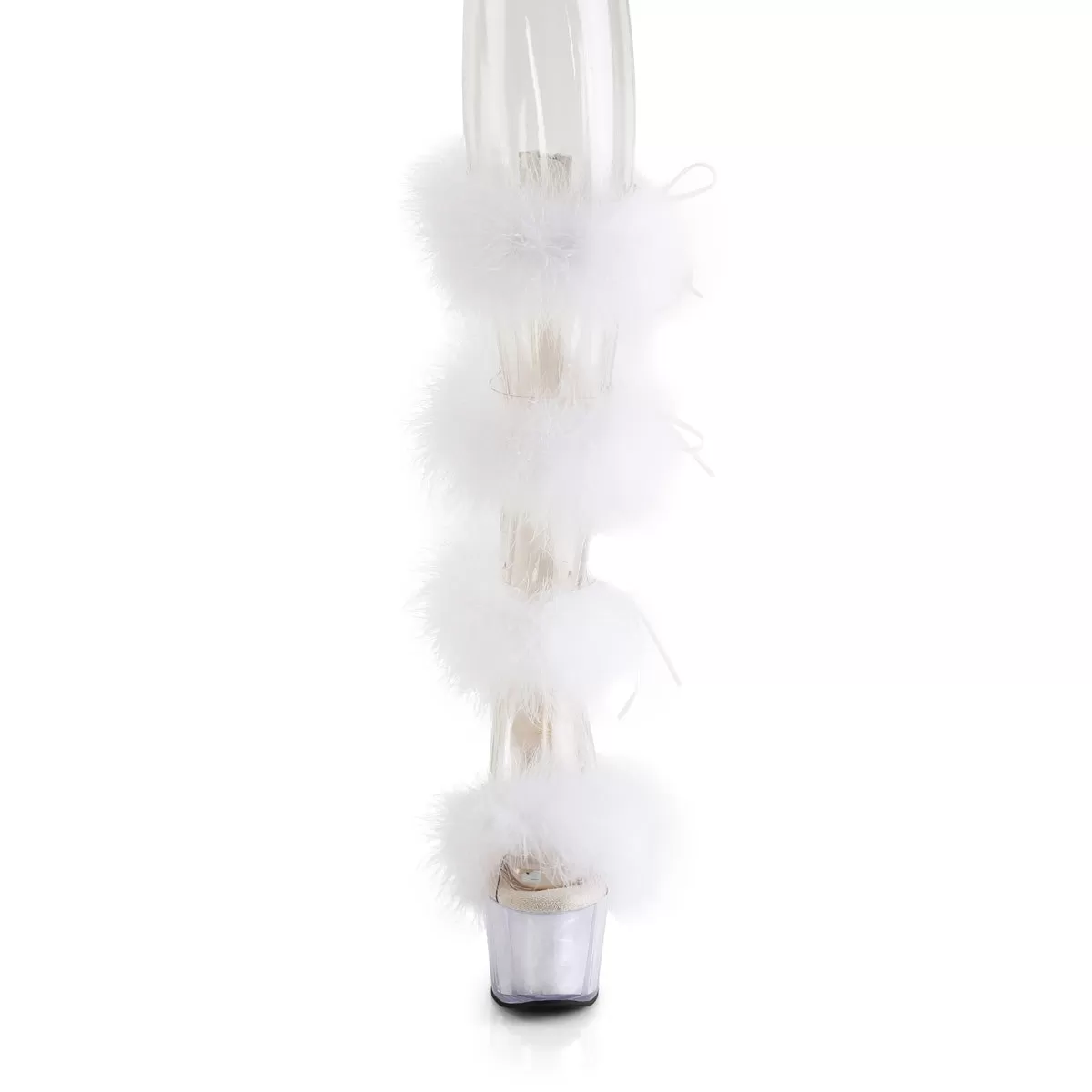 7 Inch Heel ADORE-728F Clear White Fur