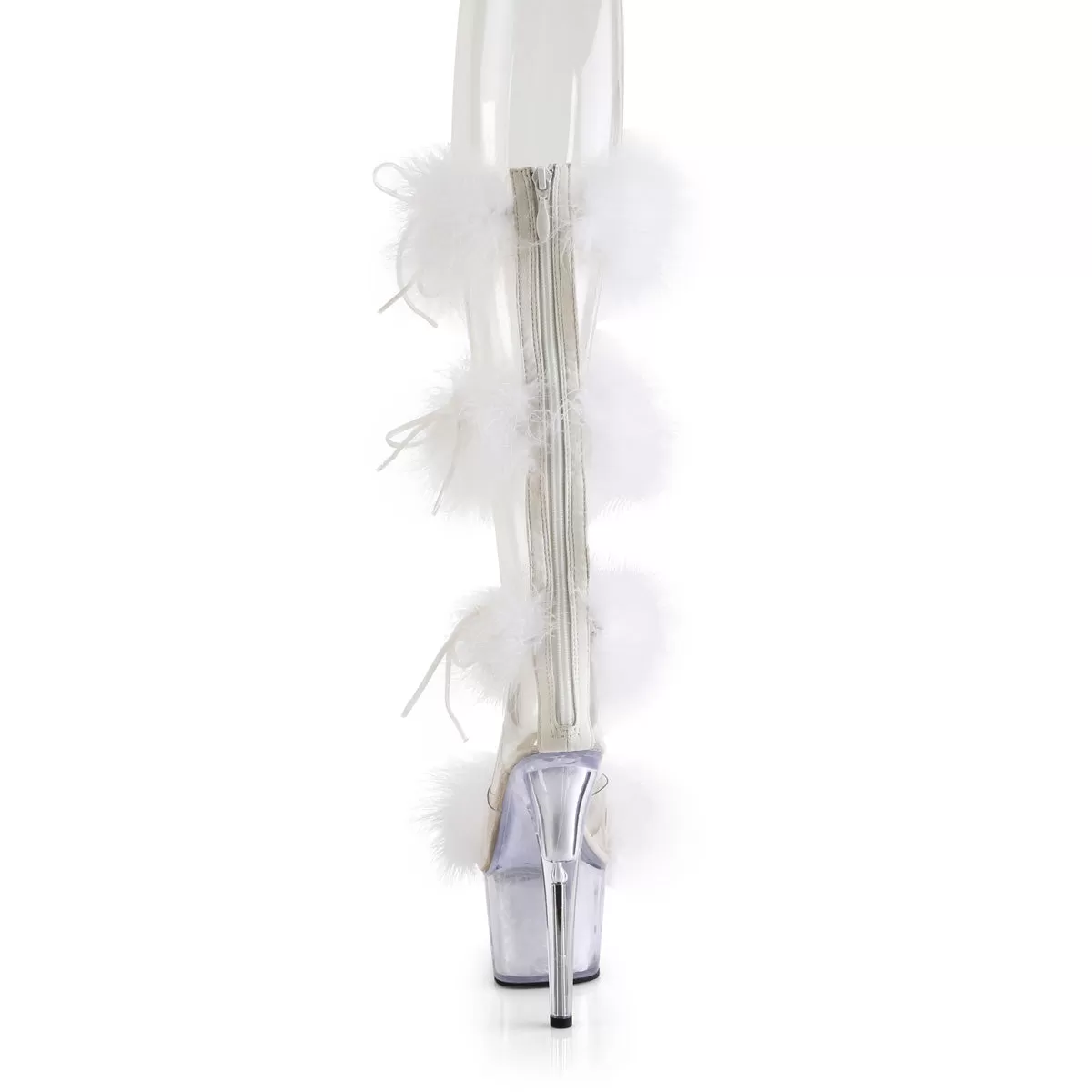 7 Inch Heel ADORE-728F Clear White Fur