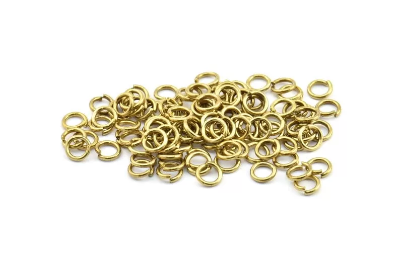 7mm Jump Ring - 100 Raw Brass Jump Ring Connectors Findings (7x1.2mm) A0358