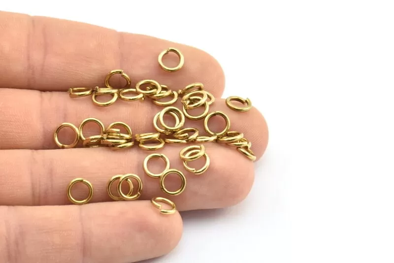 7mm Jump Ring - 100 Raw Brass Jump Ring Connectors Findings (7x1.2mm) A0358