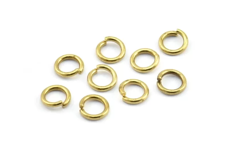 7mm Jump Ring - 100 Raw Brass Jump Ring Connectors Findings (7x1.2mm) A0358