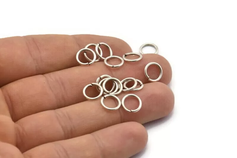 9 mm Jump Ring - 50 Antique Silver Plated Round Jump Rings (9x1.2mm) A0370 H0184