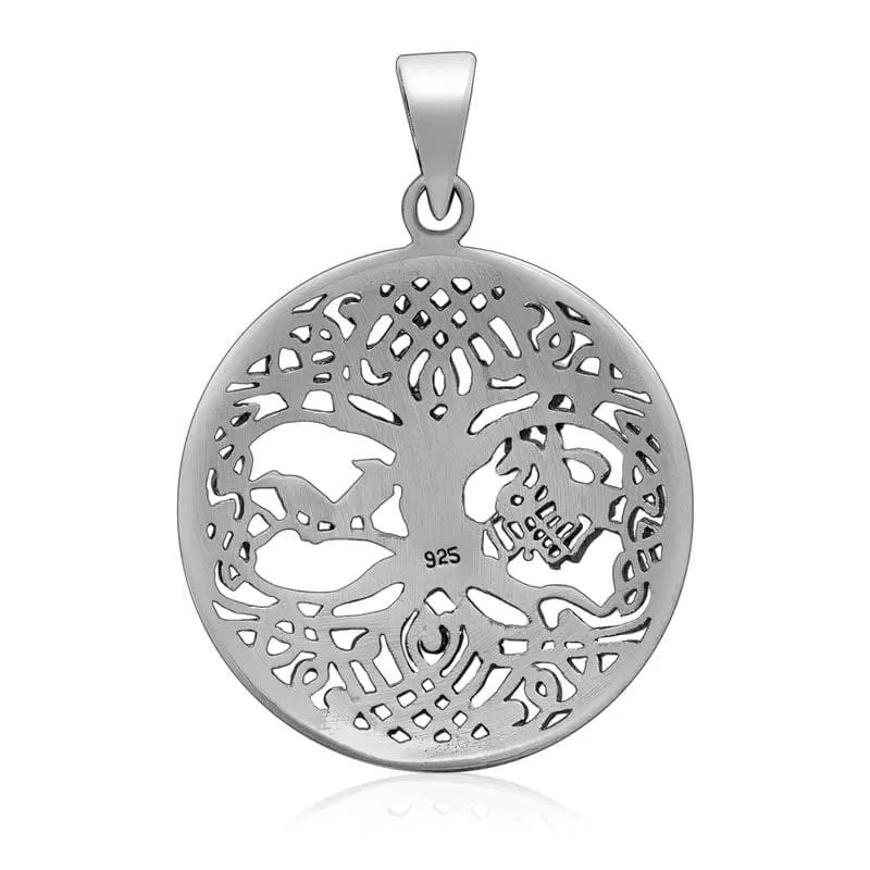 925 Sterling Silver Yggdrasil / Tree of Life with Sleipnir and Raven