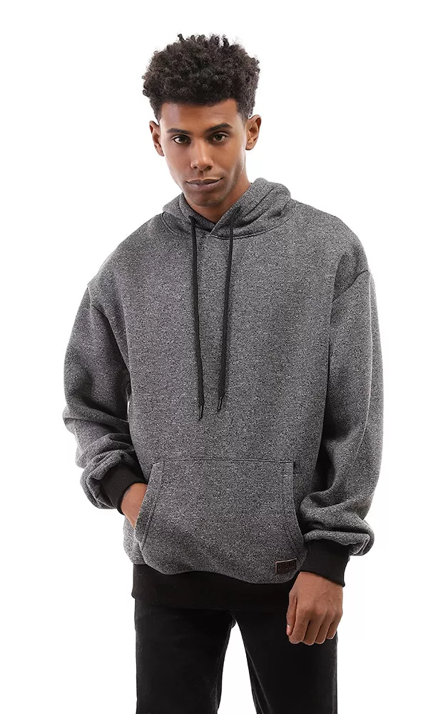 96021 Heather Black Hoodie With Kangaroo Pocket