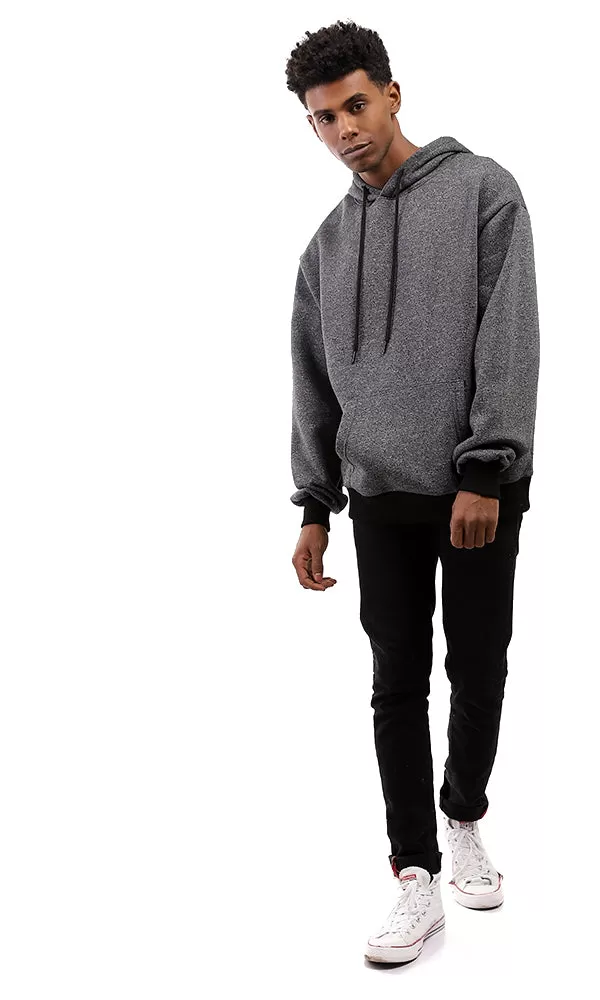 96021 Heather Black Hoodie With Kangaroo Pocket