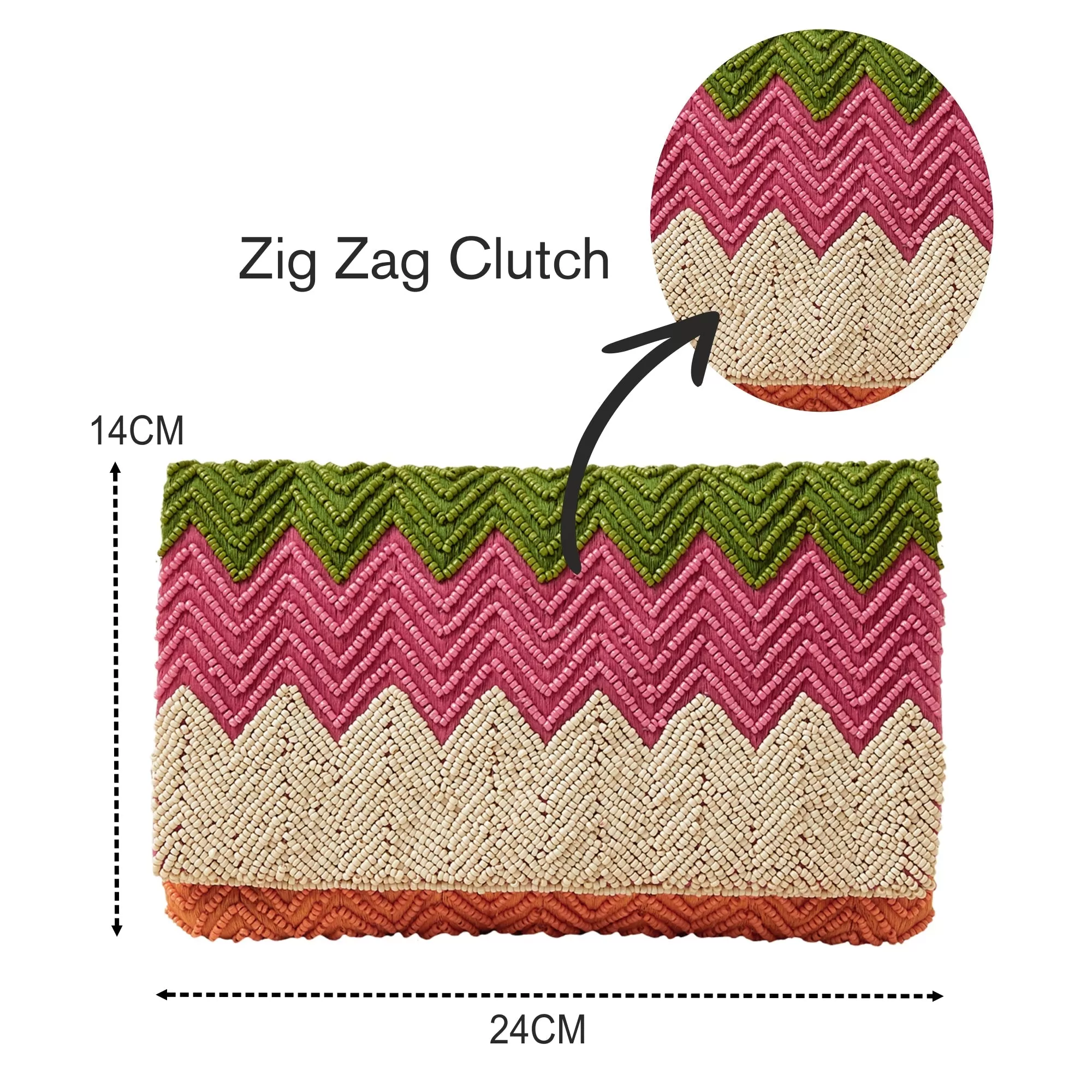 Accessorize London Women's Pink Zig Zag Clutch Bag