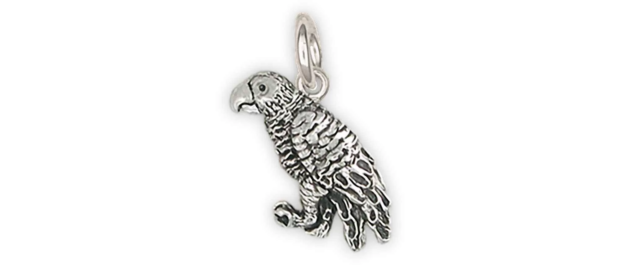 African Grey Jewelry Sterling Silver Handmade African Grey Charm  AFG13X-C