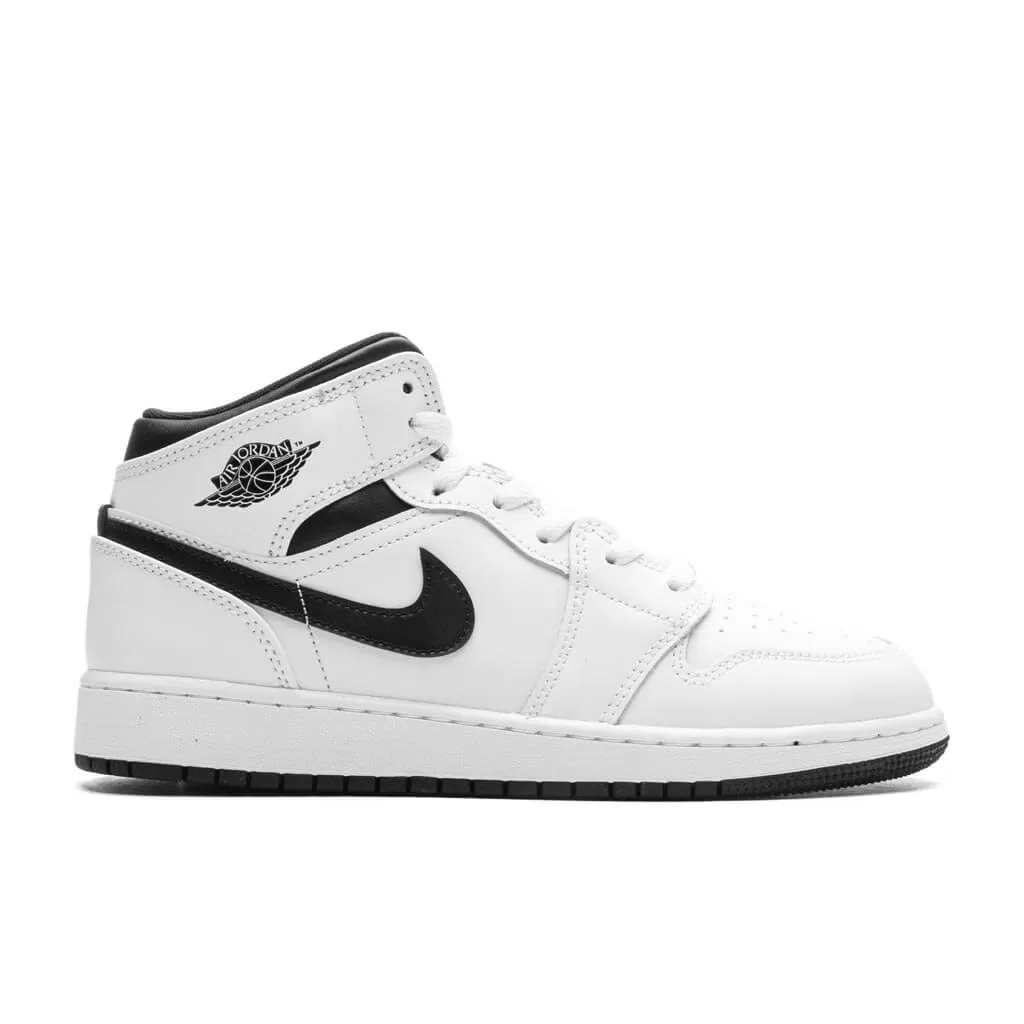 Air Jordan 1 Mid (GS) - White/Black