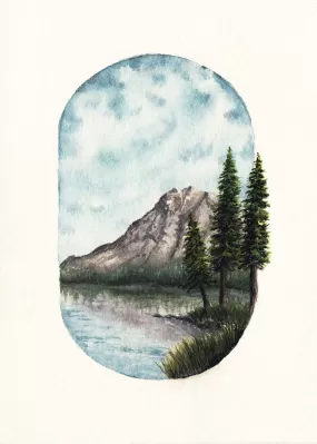 Alpine Lake Original Watercolor