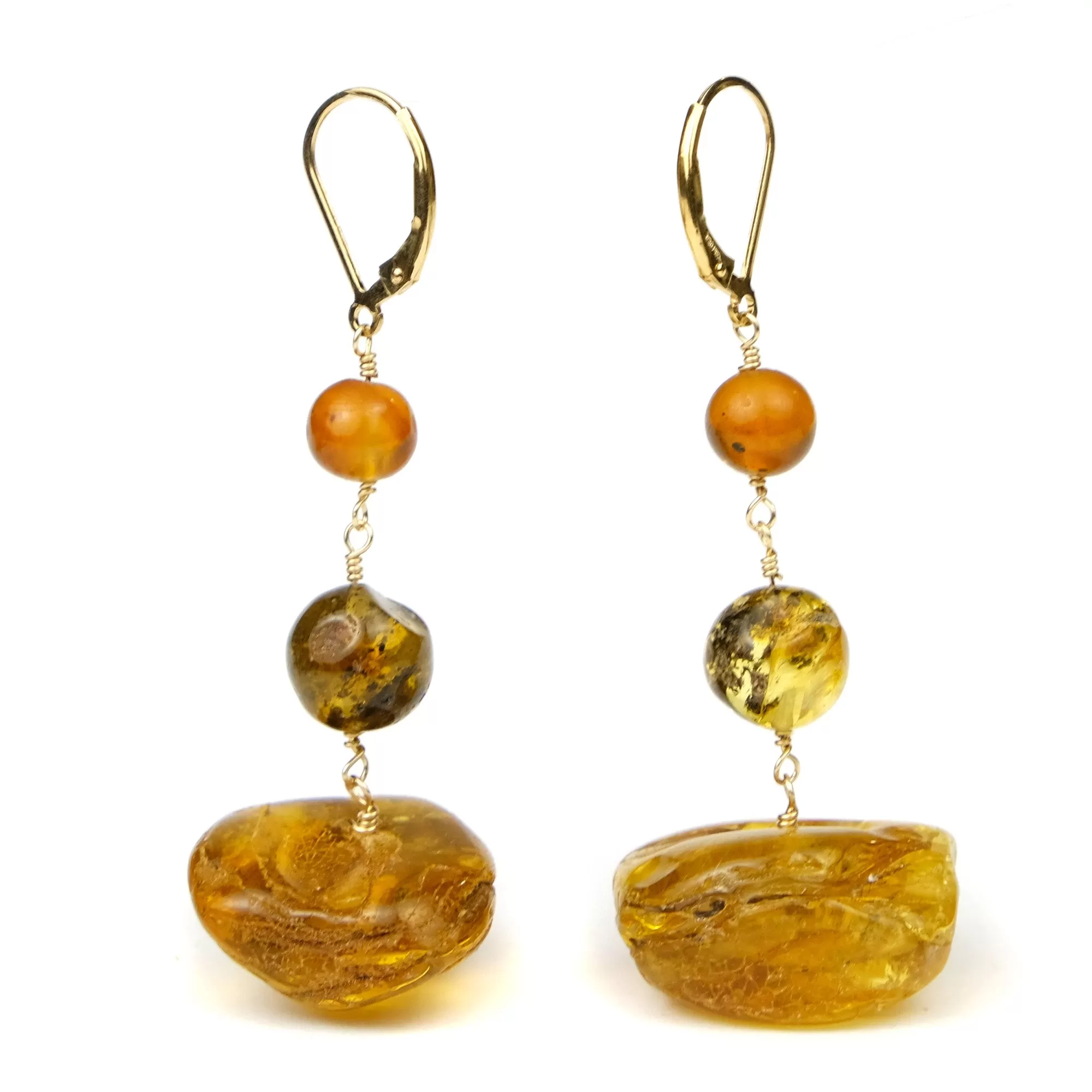 Amber Earrings with Gold Plated Latch Back