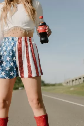 American Flag Sequin Shorts