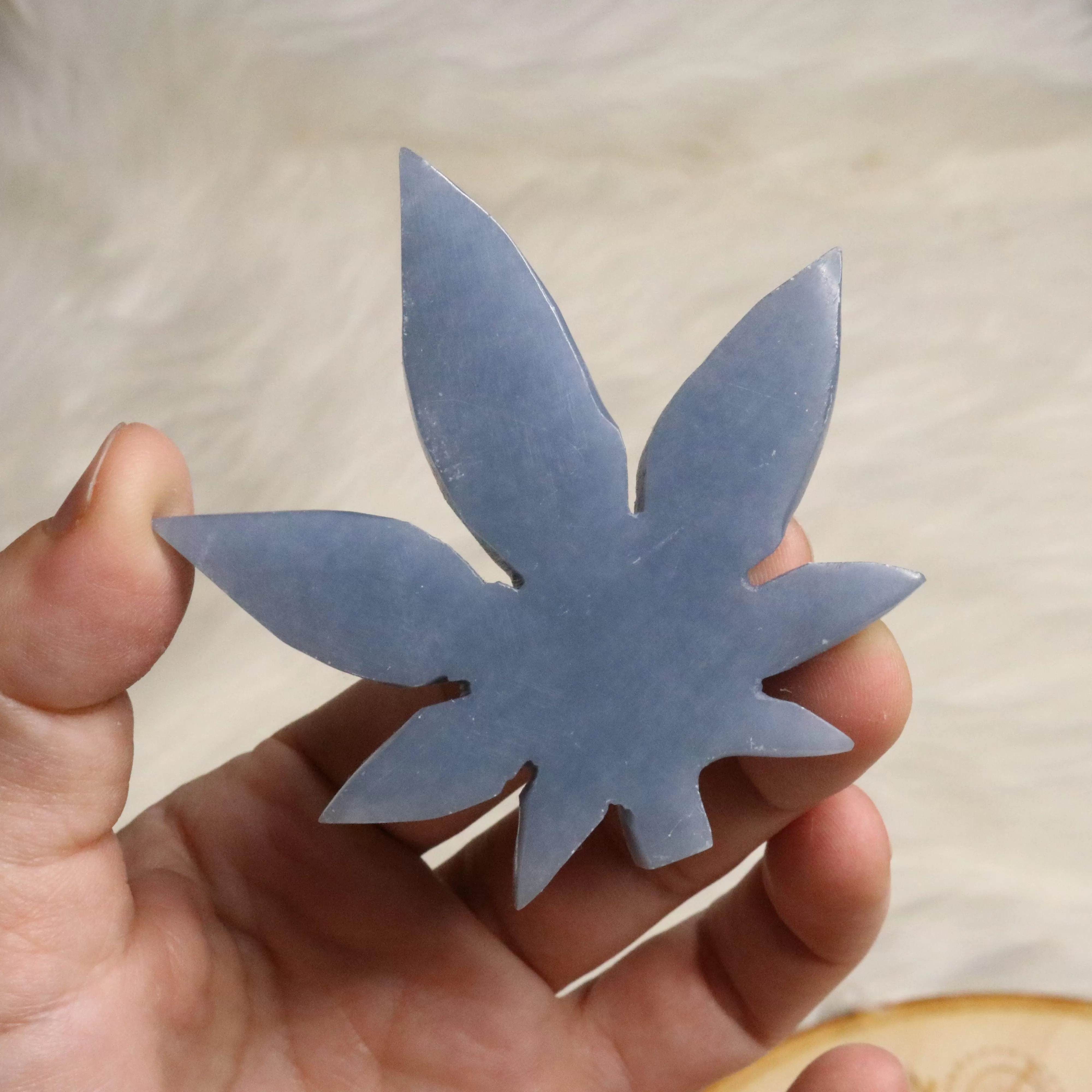 Angelite 420 Leaf Carvings ~ Earthy and Uplifitng Vibes