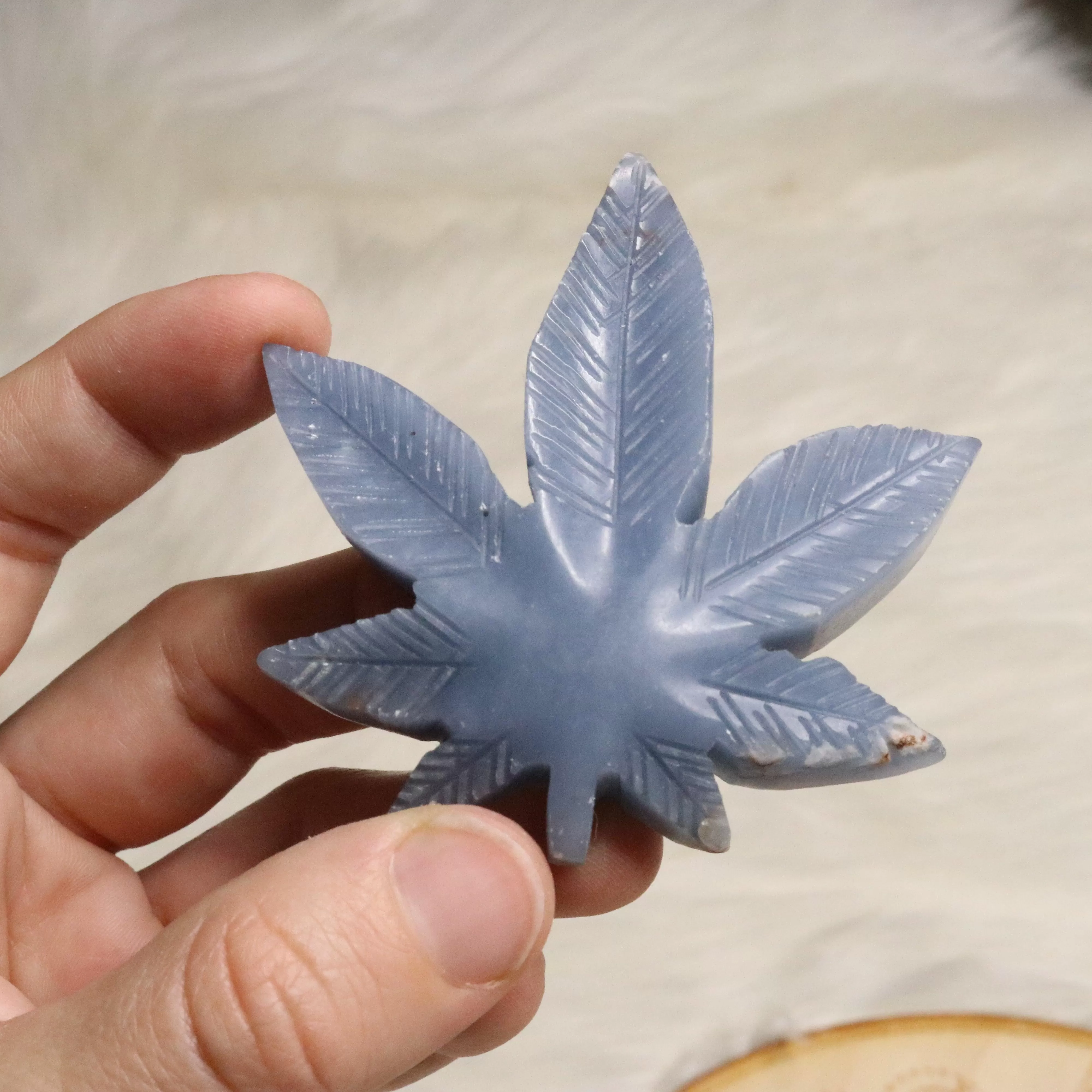 Angelite 420 Leaf Carvings ~ Earthy and Uplifitng Vibes