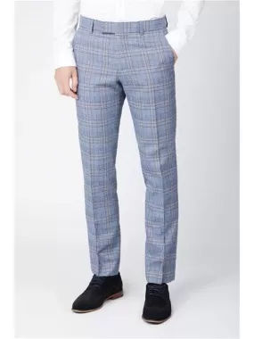 Antique Rogue Brando Light Blue Tweed Check Trousers