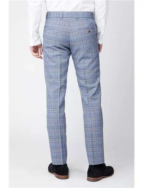 Antique Rogue Brando Light Blue Tweed Check Trousers