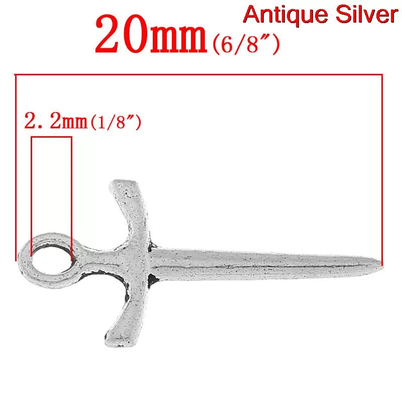 AVBeads Athame 20mm x 9mm Silver Metal Zinc Alloy Charms 10pcs