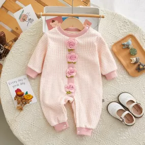 Baby Girls Flower Checked Jumpsuits Wholesale 23101983