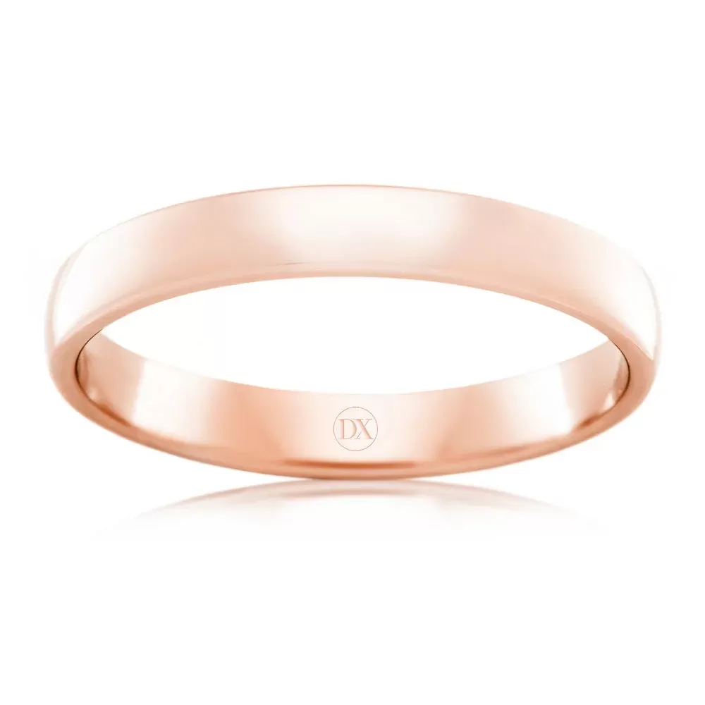 Barrel 3mm - 18ct Rose Gold