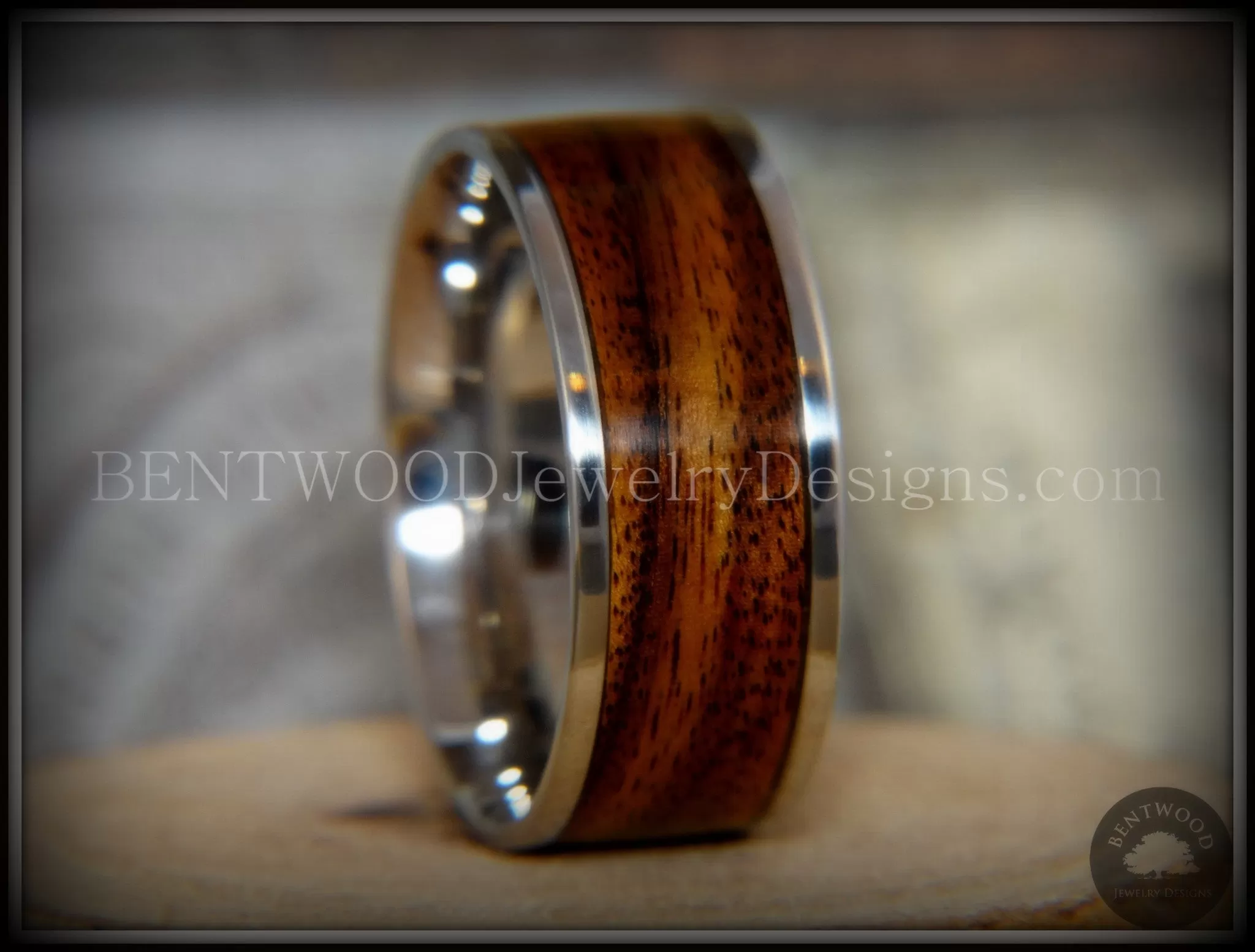 Bentwood Ring - E. Indian Rosewood Wood Ring with Surgical Grade Stainless Steel Comfort Fit Metal Core