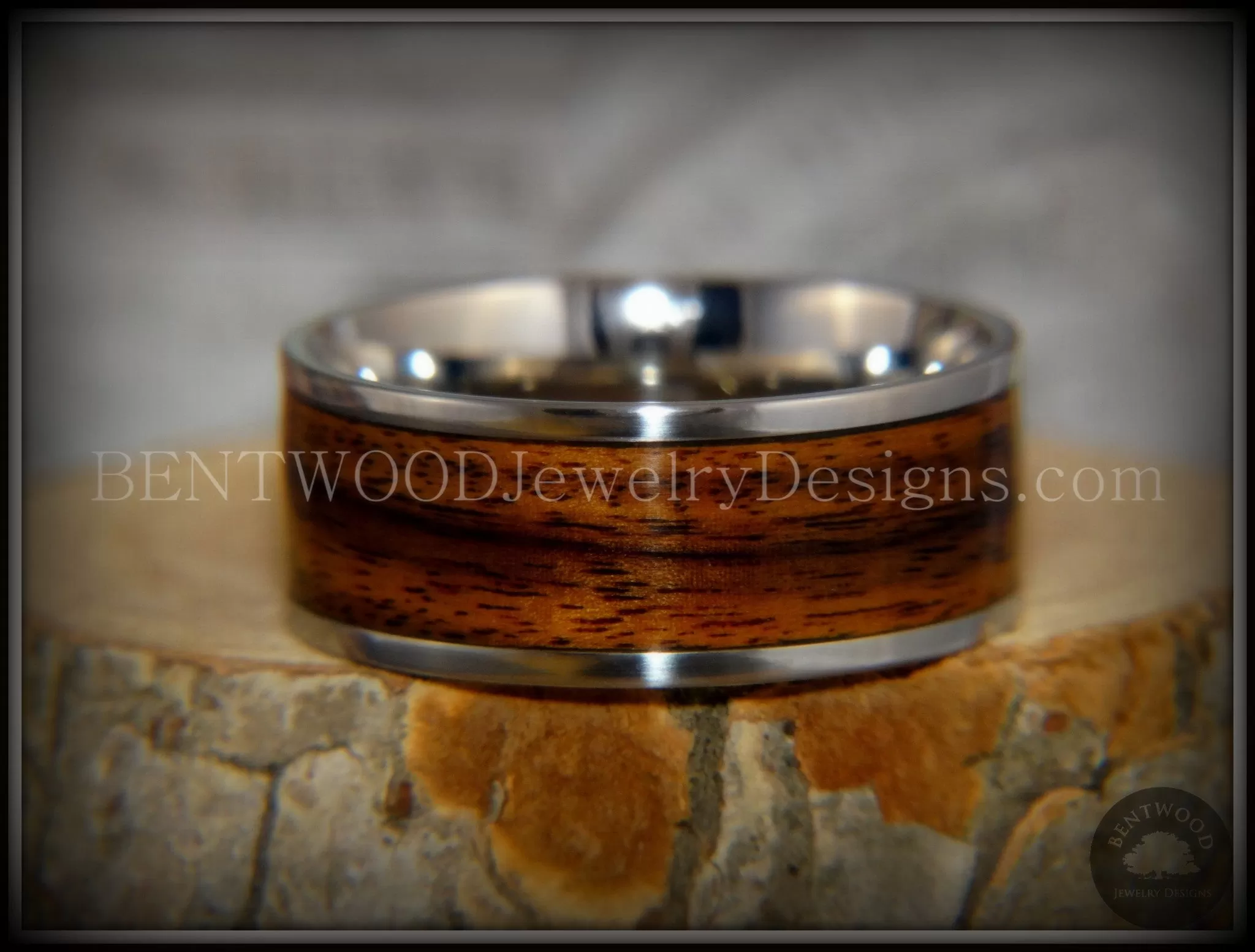 Bentwood Ring - E. Indian Rosewood Wood Ring with Surgical Grade Stainless Steel Comfort Fit Metal Core