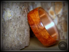 Bentwood Ring - Rarity Amboyna Burl Wood Ring with Copper Steel Comfort Fit Metal Core