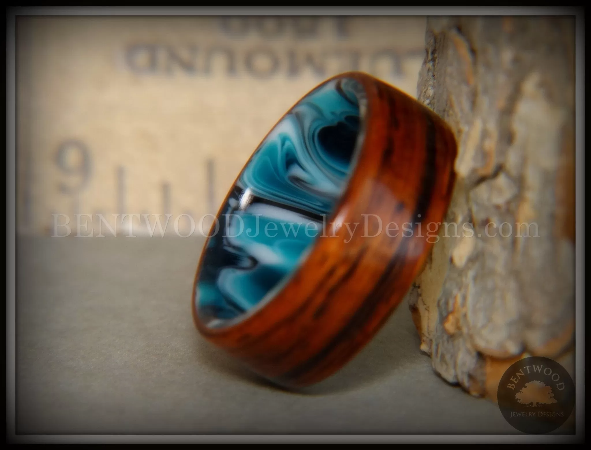 Bentwood Ring - Surf's Up Cocobolo on Acrylic Marbled Core