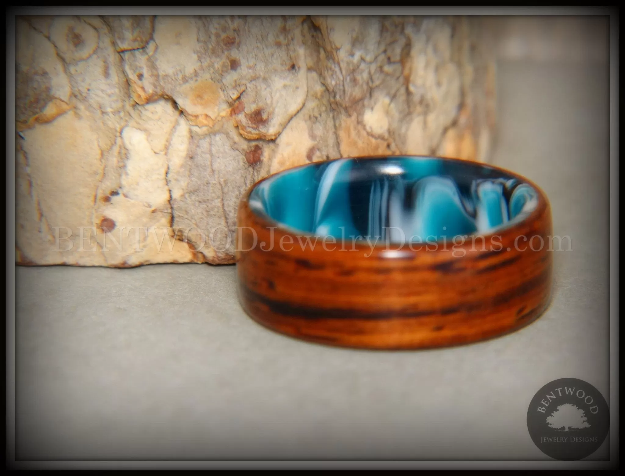 Bentwood Ring - Surf's Up Cocobolo on Acrylic Marbled Core